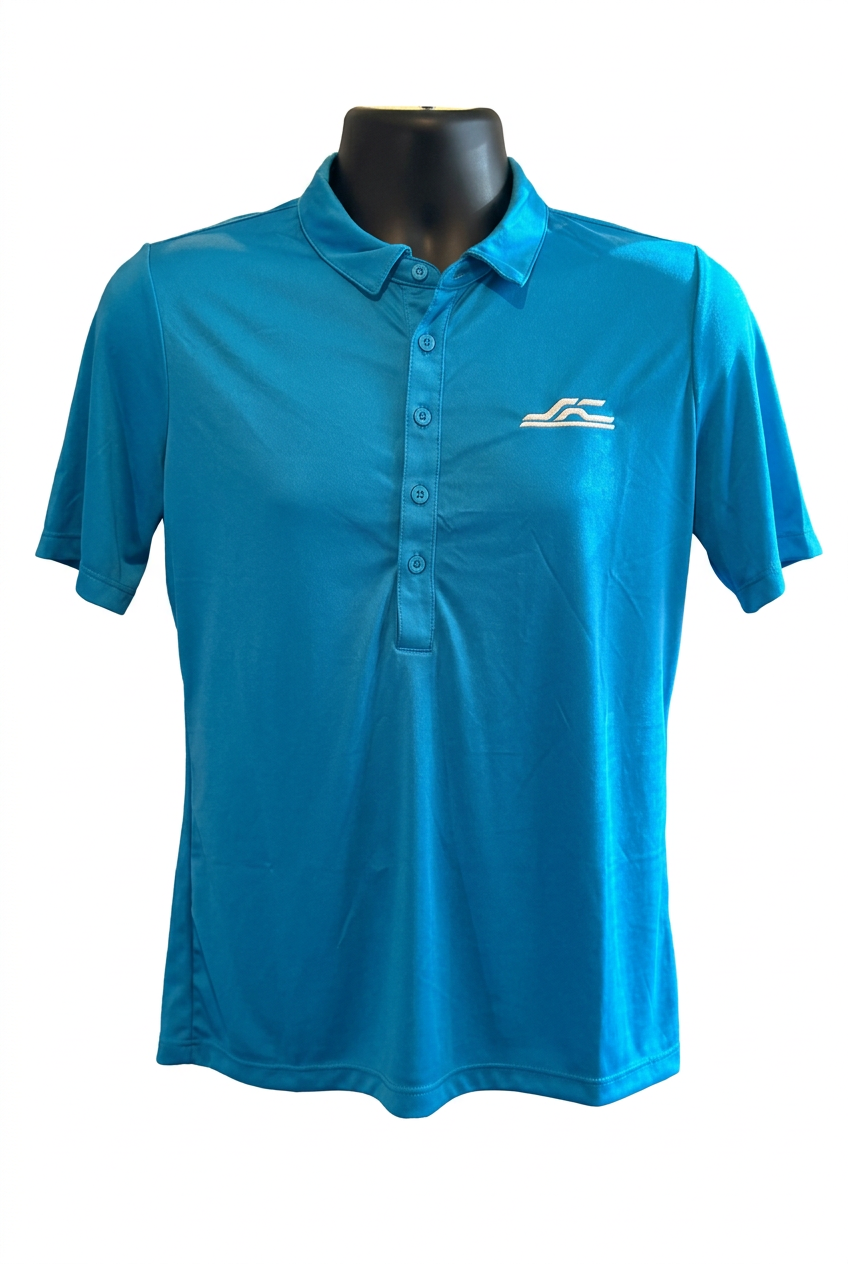 Blue polo front on white background