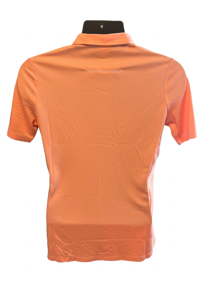 Coral polo back with white background