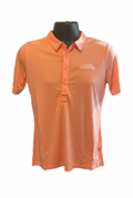 Coral polo front with white background