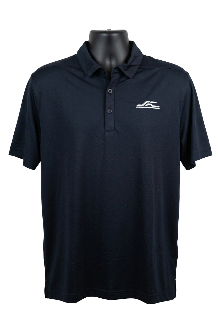 Dark polo front on white background