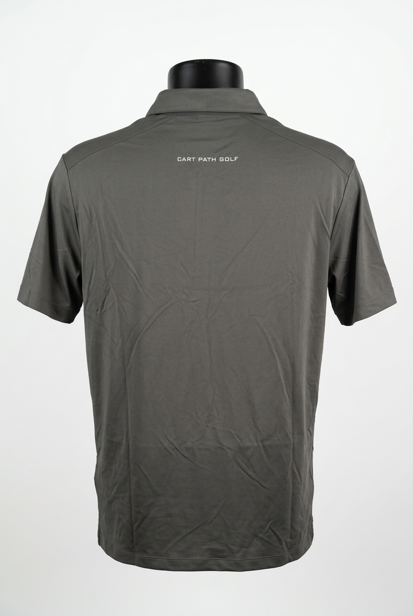 Dark smoke grey polo back on white background