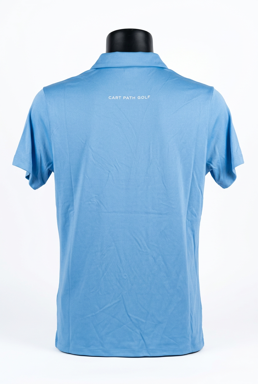 Light blue polo back on white background