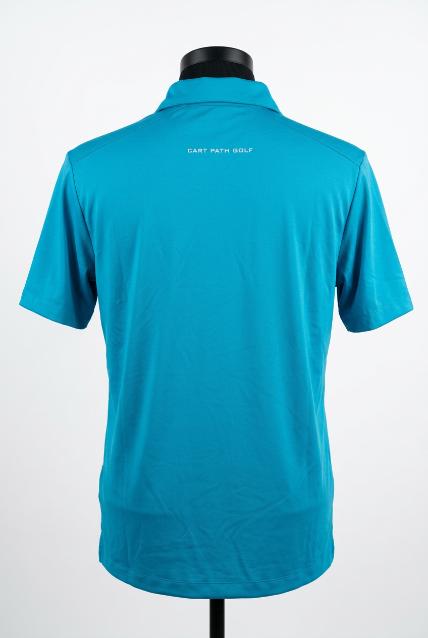 Teal polo back on white background