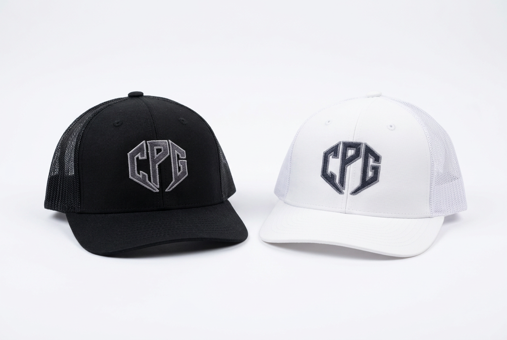 Trucker hats group photo with white background