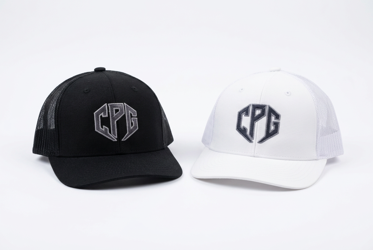 Trucker hats group photo with white background